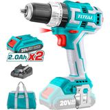 Total Li-On Kömürsüz Motor Matkap 20 V 60 NM 2 Vitesli Dişli 2.0 Ah Pil 47 Adet Aksesuarlarla TIDLI20608