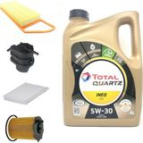 Total Peugeot 206 1.4 Dizel Yağ Bakım Seti + Total Quartz Ineo Ecs 5W-30 Partiküllü Motor Yağı 4 L