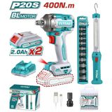 Total TOSLI23048E Darbeli Somun Sıkma Makinesi 400 Nm + Askılı Çalışma Işığı Seti