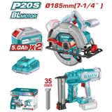 Total TOSLI240866E Akülü 2 Li Set Sunta Kesme Daire Testere Ve Çivi Çakma Tabancası 5.0 Ah