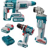 Total TOSLI241198E 20V Akülü 3lü Kombin Set Matkap Vidalama Spiral Taşlama 2X4AH Batarya Taşıma Çantalı