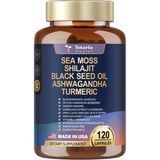 Totaria Healt 25-In-1 Sea Moss Black Seed Oil Ginger Shilajit With Bladder Burdock Ceylon Cinnamon Berberine Acv Manuka Vıt C D3, 120 Caps.abd Menşei - Aromasız