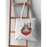 Totoros Ramen Tasarım Ham Bez Tote Bag Çanta - 10D-Krem