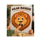 TOTTERİQ Aslan Maskesi Eğlenceli Besleme Oyunu Ahşap Çocuk Aktivitesi 30x40 cm hayvan maskesi montessori eğitim