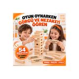 TOTTERİQ Görgü ve Nezaket Kuralları Görevli Ahşap Jenga 54 Parça Eğitici Denge Oyunu