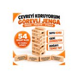 TOTTERİQ Kids Çevreyi Koruyorum Görevli Ahşap Jenga 54 Parça Eğitici Denge Oyunu