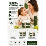 TOTTERİQ Lastikli Kapaklı 2 Bölmeli Çocuk Beslenme Kabı 10x13x10 cm sızdırmaz lunch box