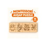 TOTTERİQ Montessori Ahşap Puzzle 16 Parça Hayvan Figürlü Eğitici Blok Yapboz Jenga puzzle