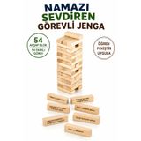 TOTTERİQ Namazı Sevdiren Görevli Ahşap Jenga 54 Parça Eğitici İslami Denge ve Beceri Oyunu