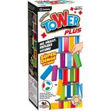 Totteriq Renkli Tower Plus Jenga Büyük Boy Doğal Ahşap Denge Kule Oyunu