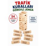 TOTTERİQ Trafik Kurallarını Öğreten Görevli Ahşap Jenga 54 Parça Eğitici Denge Oyunu