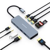 TOTU USB C Hub, Tip C Adaptör, 10'u 1 arada MacBook Pro/Air USB C Hub Multiport Adaptörü, 4K HDMI, 100W PD, USB C 3.0, 2 USB 3.0, 2 USB 2.0, SD/TF Kart Okuyucu ve 3,5 mm Ses