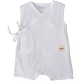 Totzee Kar Beyazı Keten Kruvaze Kolsuz Unisex Bebek Tulum - 3 - 6 Ay