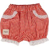 Totzee Kırmızı Beyaz Mini Ekose Fisto Detaylı Kız Bebek Şort - 3 - 6 Ay
