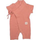 Totzee Mercan Rengi Müslin Uzun Unisex Bebek Kimono Tulum - 0 - 3 Ay