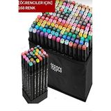 Touch 168'LI Çift Uçlu Marker Kalem Seti Çanta Set Double Art Marker - Beyaz