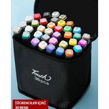 Touch 36 Renk Marker Kalem Seti – Çift Uçlu Alkol Bazlı Eskiz Çizim Boya Kalemleri + Taşıma Çantası - 36 Adet - Çok Renkli