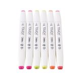 Touch Brush Marker Flourescent Colors 6'lı Set