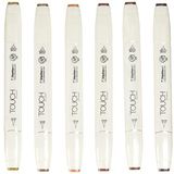 Touch Brush Marker Wood Colors 6'lı Set