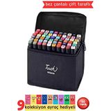 Touch Marker Art Çift Uçlu 60 Adet Kalem Seti Çantalı Premium Boyama Kalemi---Stantsız-- - Siyah