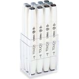 Touch Twin Brush Marker Fırça Uçlu Marker Seti 12 Renk Mavi/yeşil Griler