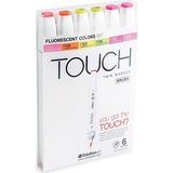 Touch Twin Brush Marker Fırça Uçlu Marker Seti 6 Renk Floresan Renkler