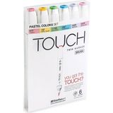 Touch Twin Brush Marker Fırça Uçlu Marker Seti 6 Renk Pastel Renkler