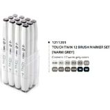 Touch Twın Brush Marker Set 12 Renk Sıcak Gri Tonlar
