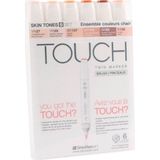 Touch Twin Brush Marker Seti 6 Renk Ten Renkleri B Yüksek Kalite Sanat Malzemesi