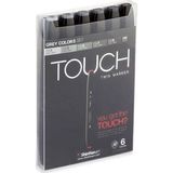Touch Twin Marker Seti 6 Renk Gri Tonları