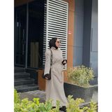 Touche Kemerli Oversize Trençkot Krem - L - XL