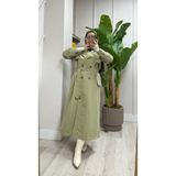 Touche Toka Detaylı Oversize Trençkot Çağla Yeşili