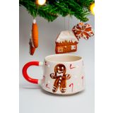 touchmughm El Yapımı Seramik Yılbaşı Kupası, Seramik Fincan, Double Türk Kahvesi, Nescafe Fincanı GingerBread