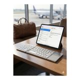 Touchpad'li 3'e Katlanabilir Bluetooth Klavye - Çoklu Cihaz Destekli Ultra İnce Seyahat Klavyesi Gümüş Gri Tek Ebat