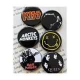 Toum 6'lı Metal Müzik Tasarım Rozet 70 mm PVC Kaplı Çanta Ceket Yaka Aksesuarı
