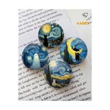Toum The Starry Night Tasarım Rozet 70 mm PVC Kaplı Çanta Ceket Yaka Aksesuarı