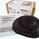 TOUPEE.TR DP7465 Bella Protez Saç, Erkekler için Protez Saç, Toupee for Men, Doğal dalgalı insan saçı, REMY Saç,%100 saç yoğunluklu, Saç Değiştirme Sistemi, peruk, Saç Protezi (#2 En Koyu Kahverengi)