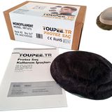 TOUPEE.TR MP7473 Monofilament Protez Saç, Erkekler için Protez Saç, Toupee for Men, Doğal dalgalı insan saçı, REMY Saç,%130 saç yoğunluklu, Saç Değiştirme Sistemi, peruk (#2 En Koyu Kahverengi, 5x7")