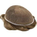 TOUPEE.TR TF7959 Fransız Dantel, Erkekler için Protez Saç, Toupee for Men, Doğal dalgalı insan saçı, REMY Saç,%130 saç yoğunluklu, Saç Değiştirme Sistemi, peruk, CE RoH (#2 En Koyu Kahverengi)