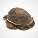 TOUPEE.TR TF7959 Fransız Dantel, Erkekler için Protez Saç, Toupee for Men, Doğal dalgalı insan saçı, REMY Saç,%130 saç yoğunluklu, Saç Değiştirme Sistemi, peruk, CE RoH (#4 Orta Kahverengi)