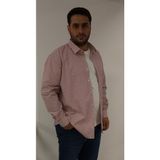 Tousus Büyük Beden Bordo Çizgili Erkek Gömlek Uzun Kol Günlük Stil %100 Pamuk - 4XL