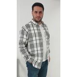 Tousus Büyük Beden Ekose Beyaz Erkek Gömlek - 5XL