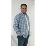 Tousus Büyük Beden Ekose Lacivert Erkek Gömlek - 3XL