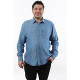 Tousus Büyük Beden Keten Efektli Mavi Kot Erkek Gömlek BTL-3027-TSS - 3XL