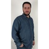 Tousus Büyük Beden Kot Erkek Gömlek - 3XL - Mavi