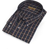 Tousus Büyük Beden Lacivert Ekose Pamuklu Erkek Gömlek (BTL-7126-TSS) - 9XL