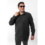 Tousus Büyük Beden Siyah Düz Polar Oduncu Erkek Gömlek Regular Kesim Kış Stili - 6XL