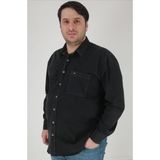 Tousus Büyük Beden Siyah Kot Erkek Gömlek BTL-3021-TSS - 3XL