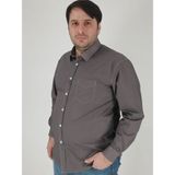 Tousus Büyük Beden Vintage Düz Antasit Erkek Gömlek BTL-6176-TSS - 4XL - Antrasit