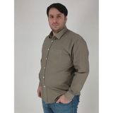 Tousus Büyük Beden Vintage Düz Haki Erkek Gömlek BTL-6177-TSS - 3XL